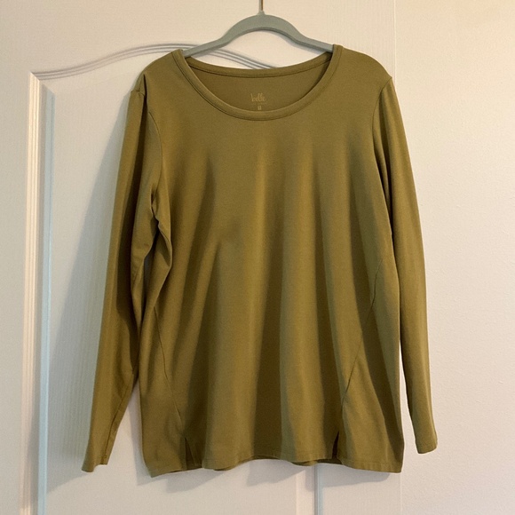 Belle Kim Gravel green soft long sleeve top size medium - Picture 1 of 5